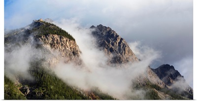 Clouds Gather Around Rocky Mountain Peaks, Field, British Columbia, Canada