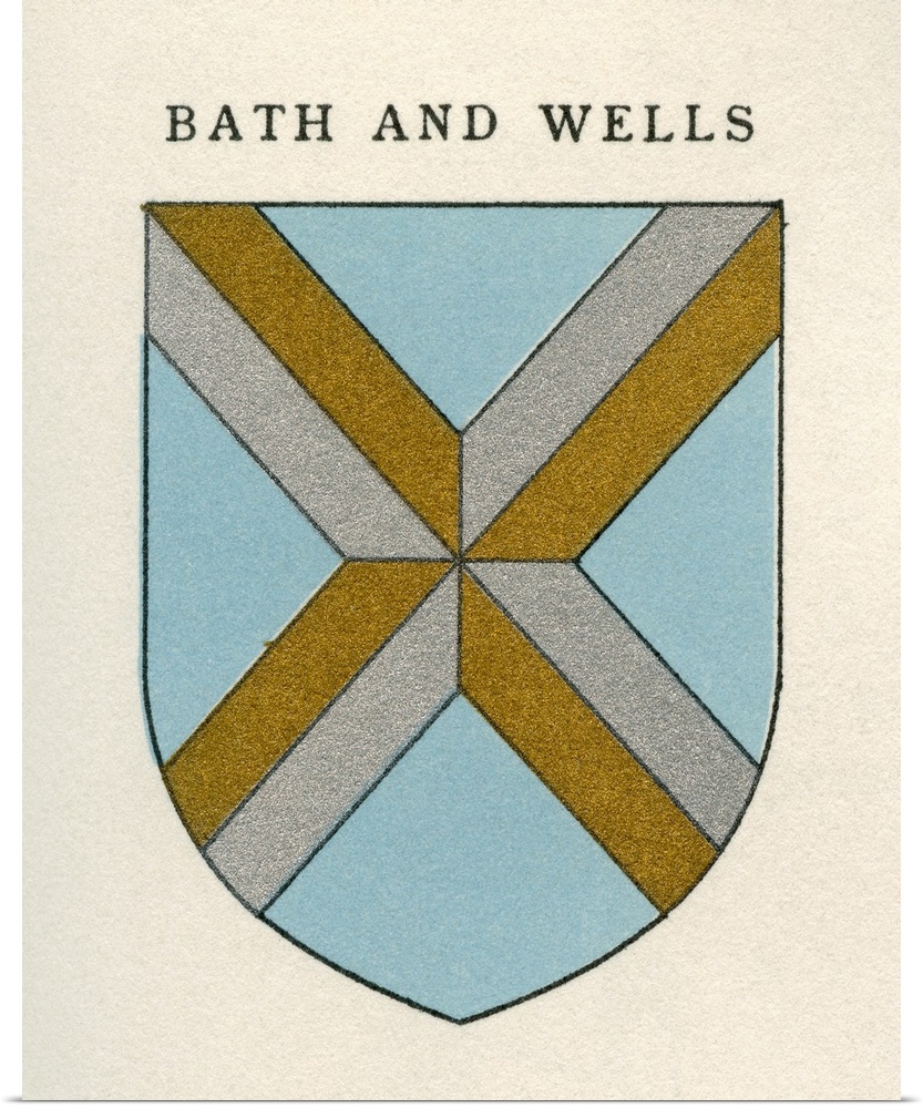 Coat of arms of the Diocese of Bath and Wells.  From Cathedrals, published 1926.