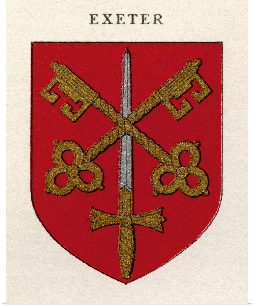 Coat of arms of the Diocese of Exeter.  From Cathedrals, published 1926.
