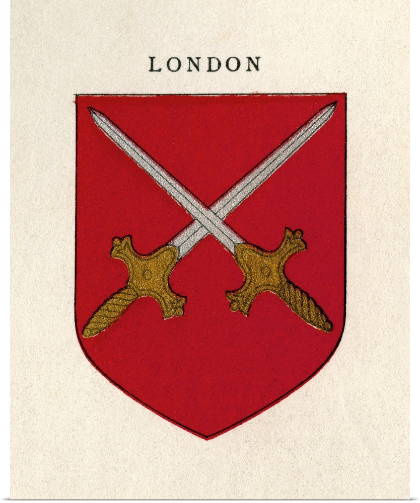 Coat of arms of the Diocese of London, England.  From Cathedrals, published 1926.