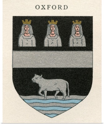 Coat Of Arms Of The Diocese Of Oxford, From Cathedrals, Published 1926