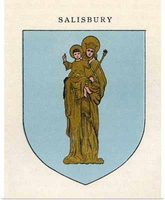 Coat Of Arms Of The Diocese Of Salisbury, From Cathedrals, Published 1926