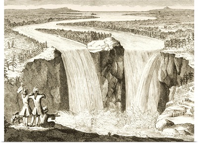 Copy Of Father Hennepin's 1677 Sketch Of Niagara Falls, Redrawn In 1870s
