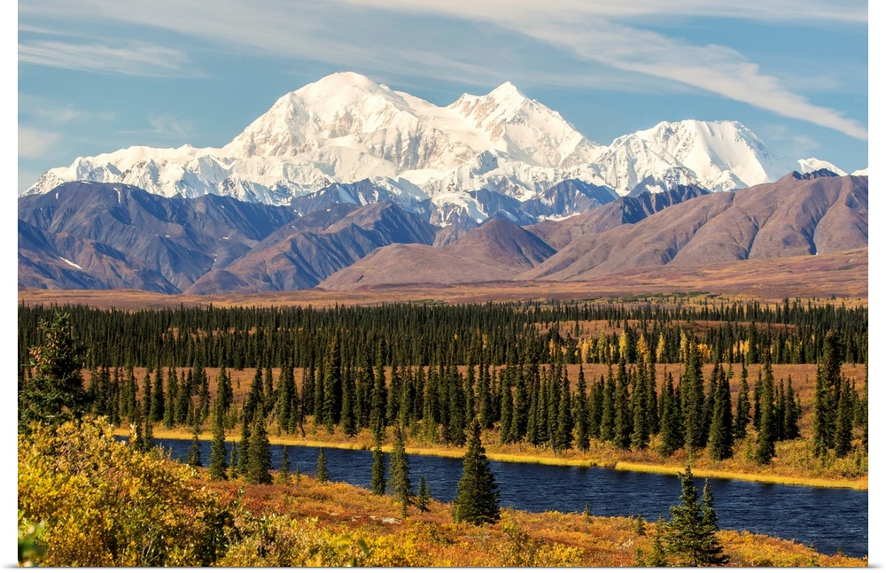 Denali, viewed from south of Cantwell, from the Parks Highway in Interior Alaska, Alaska, United States of America.