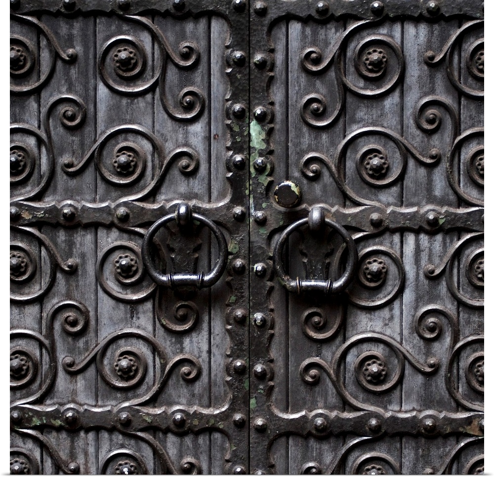 Door Handles On Ornate Metal Doors