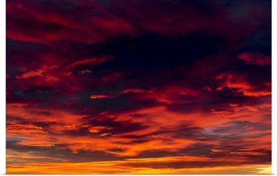Dramatic Colorful Cloud Formations At Sunset, Calgary, Alberta, Canada
