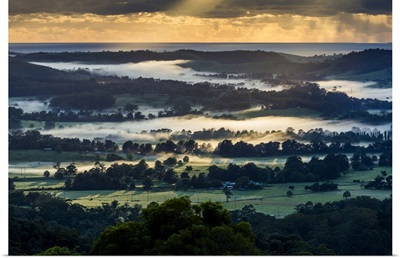 Early Morning Mist Over Farming Country Near Berry, New South Wales, Australia