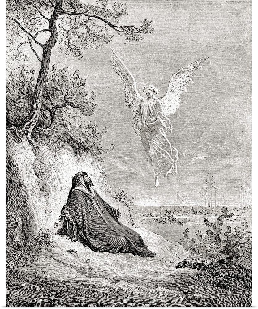 Elijah Nourished By An Angel. After A Work From The Bible By Gustave Dore. From Life And Reminiscences Of Gustave Dore, Pu...