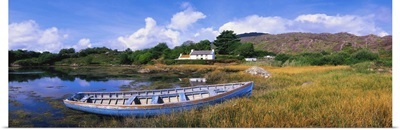 Ellen's Rock, Glengarriff, Co Cork, Ireland, Rowboat On The Shore