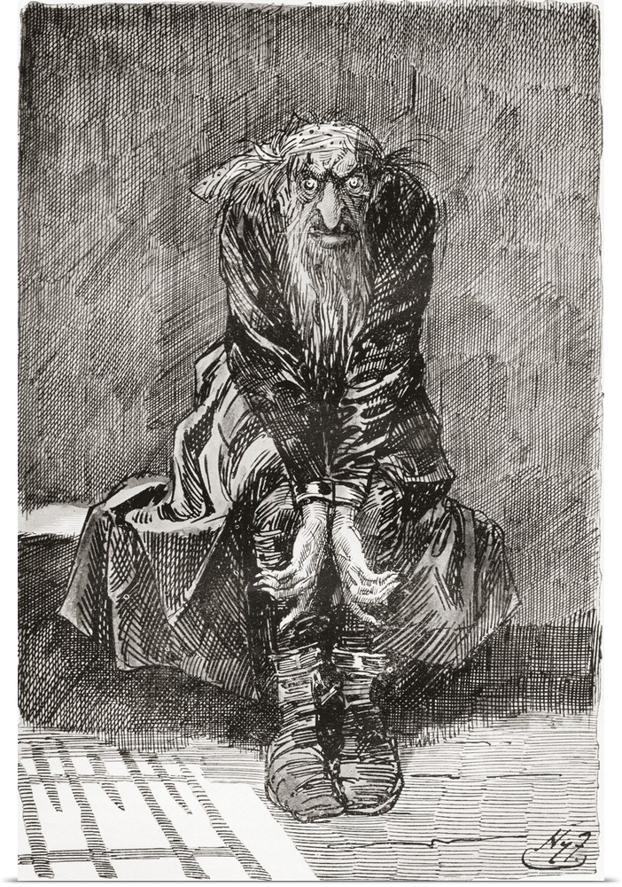 Fagin in the Condemned Cell. Illustration for the novel Oliver Twist