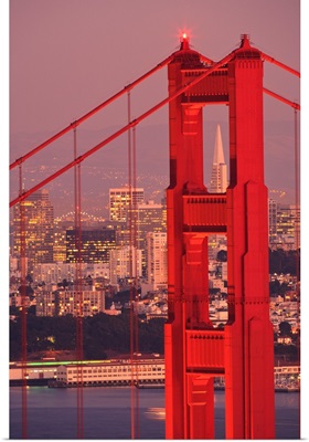 Golden Gate Bridge With City Of San Francisco, California Coast, USA