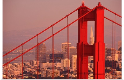 Golden Gate Bridge With City Of San Francisco, California Coast, USA