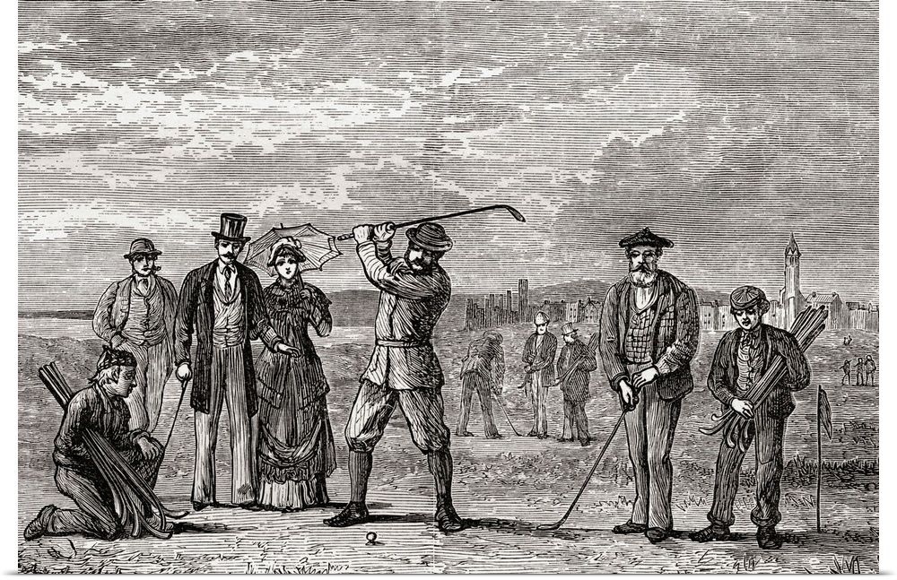 Golfers On St Andrews Links In The Town Of St Andrews, Fife, Scotland In The Late 19th Century. From Our Own Country Publi...