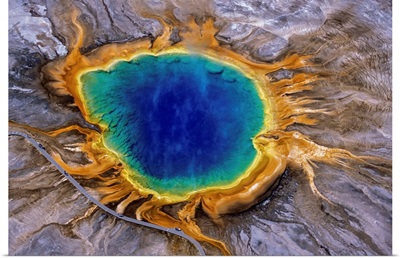 Grand Prismatic Spring In Midway Geyser Basin Of Yellowstone National Park, Wyoming