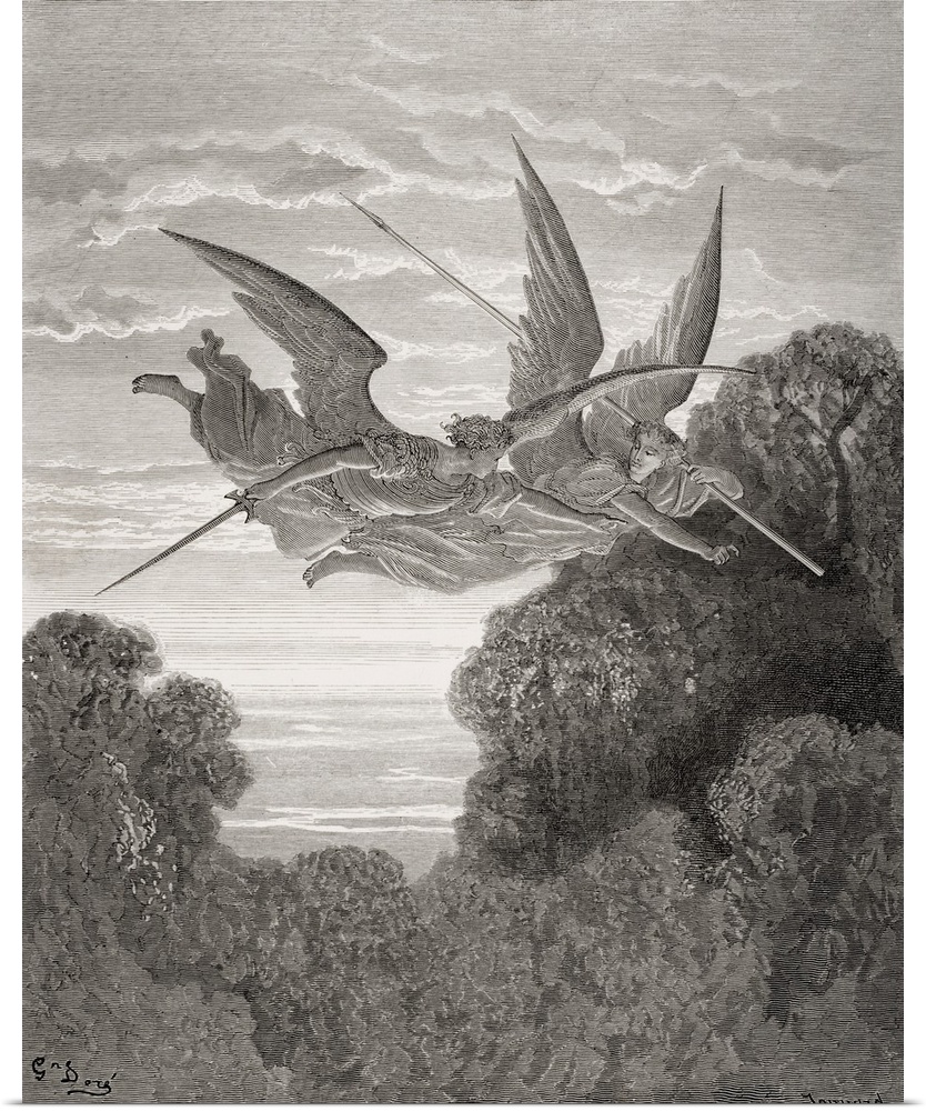 Engraving By Gustave Dore, 1832-1883, French Artist And Illustrator, For Paradise Lost By John Milton, Book IV, Lines 798 ...