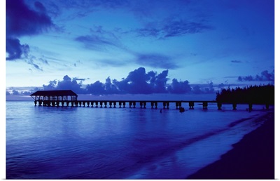 Hawaii, Kauai, Hanalei Bay, Pier At Twilight