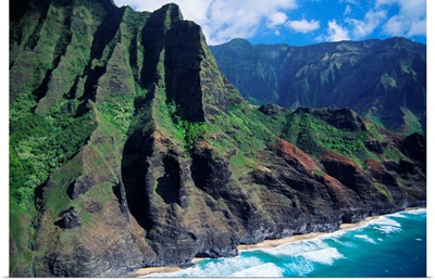 Hawaii, Kauai, Na Pali Coast, Aerial View Along Mountains