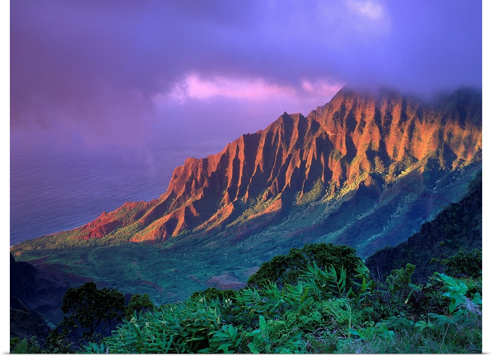 Hawaii, Kauai, Na Pali Coast, Kalalau Valley, Ka'a'alahina Ridge