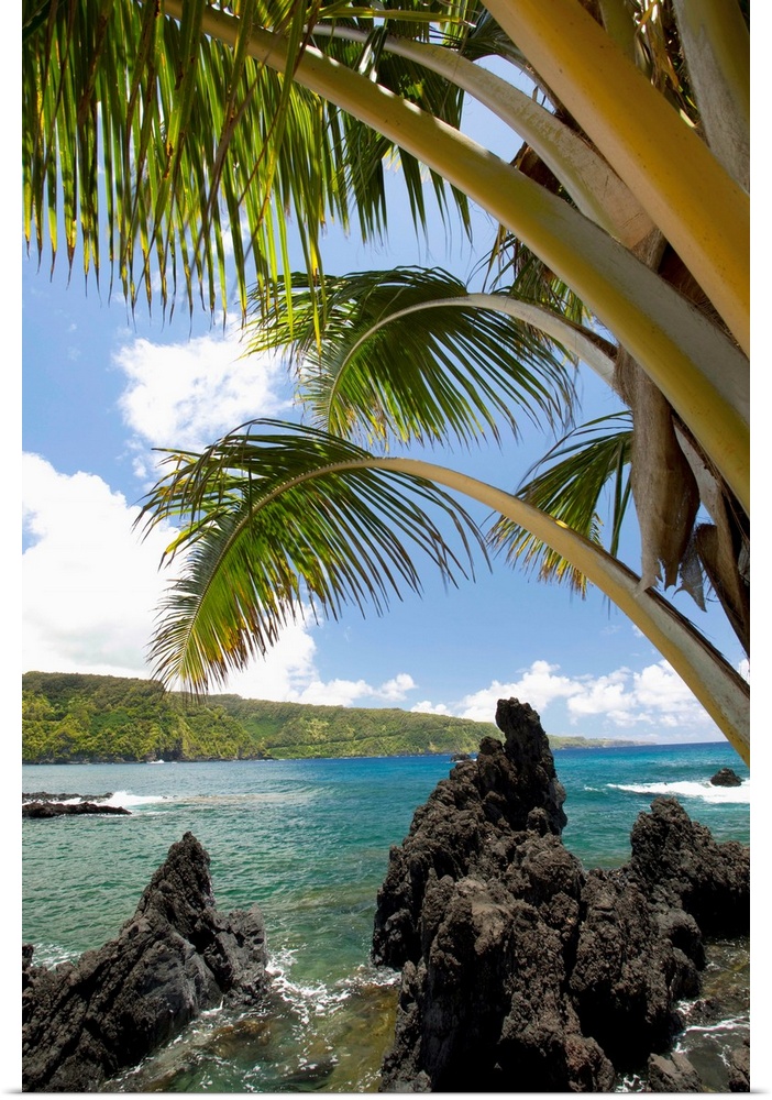 Hawaii, Maui, Keanae, Sunny blue skies light up the lush coast