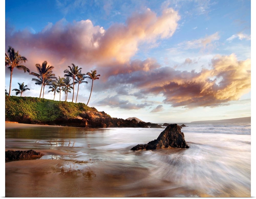 Hawaii, Maui, Makena, Secret Beach At Sunset