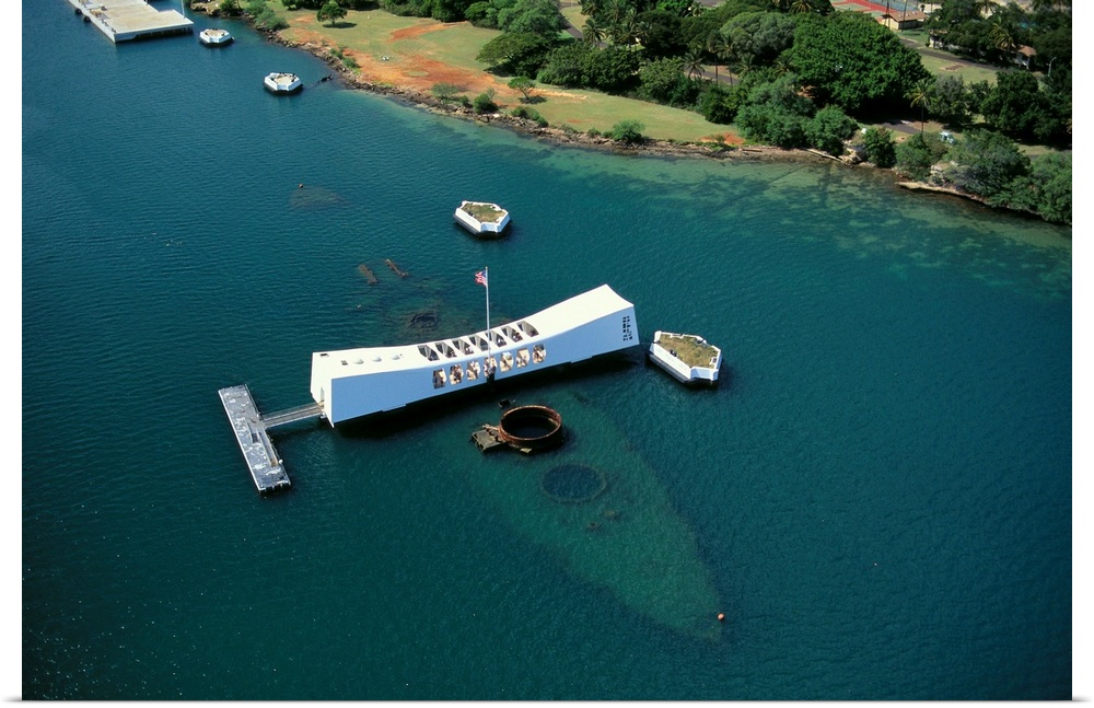 Hawaii, Oahu, Pearl Harbor, Arizona Memorial Aerial View