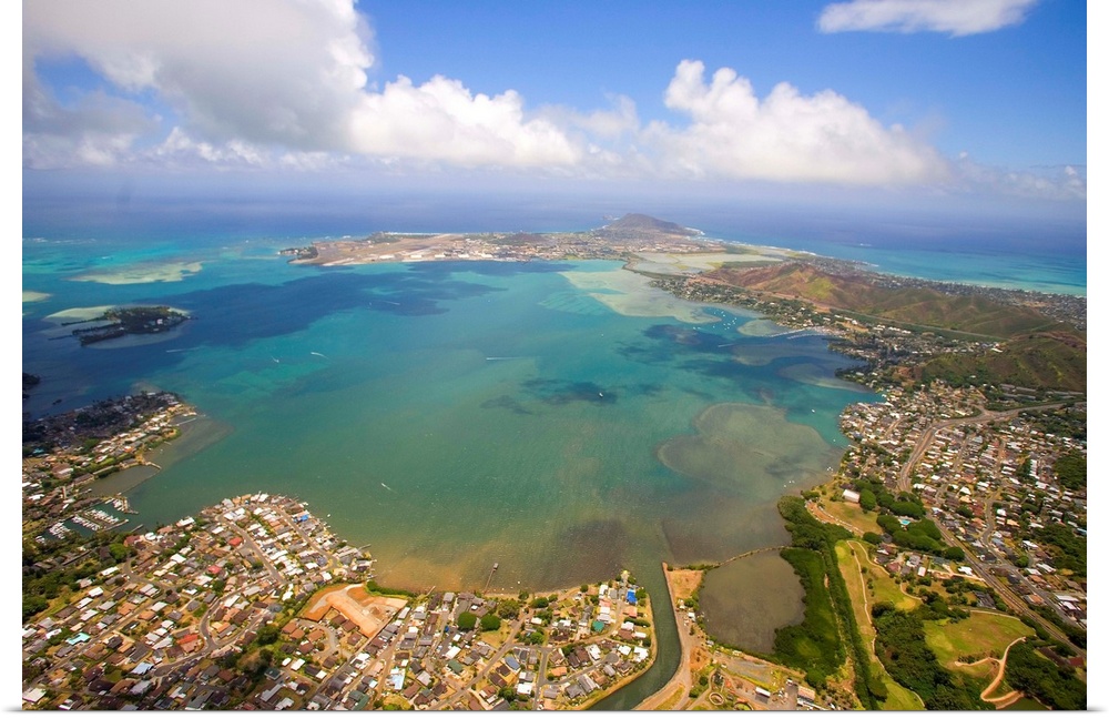 Hawaii, Oahu, Windward Coast, Aerial Of Kaneohe Bay