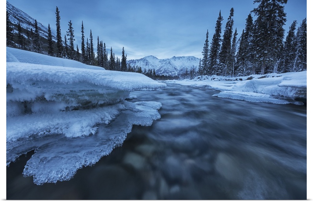 Ice Forms On The Wheaton River Near Whitehorse, Yukon, Canada