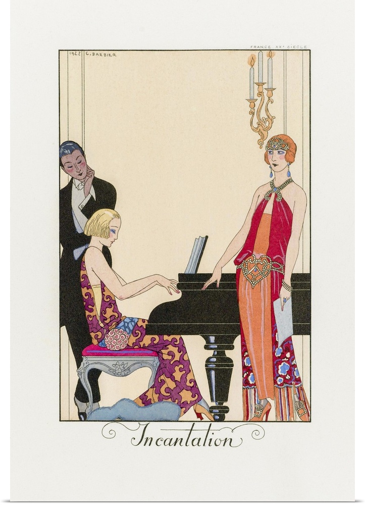 Incantation.  From George Barbier's almanac Falbalas et Fanfreluches 1922 - 1926.  After a work by French illustrator Geor...