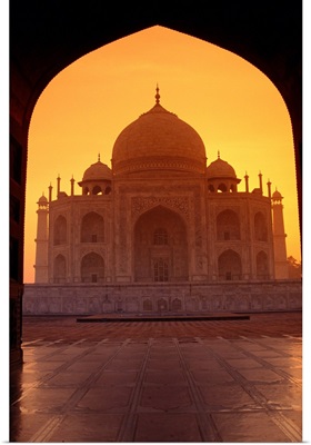 India, Agra, View Of Taj Mahal Through Archway Of Adjacent Building