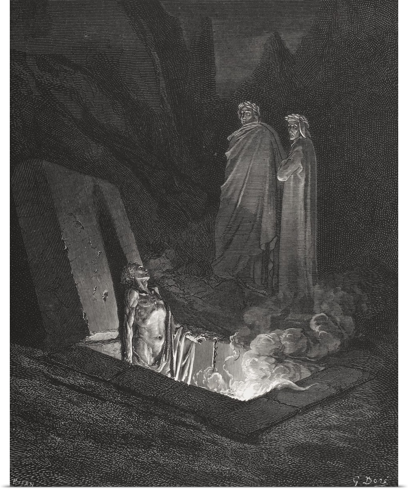 Engraving By Gustave Dore, 1832-1883, French Artist And Illustrator, For Inferno By Dante Alighieri, Canto X, Lines 40 To 42.