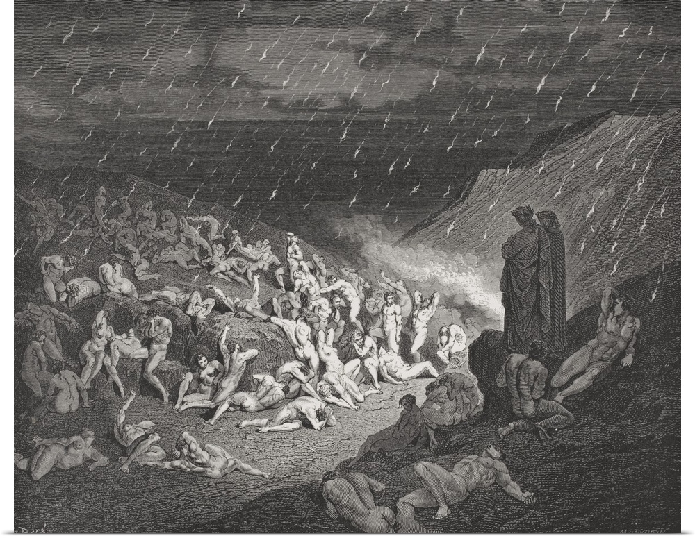Engraving By Gustave Dore, 1832-1883, French Artist And Illustrator, For Inferno By Dante Alighieri, Canto XIV, Lines 37 T...