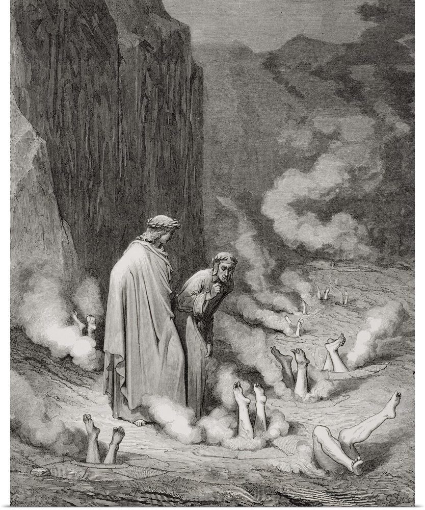 Engraving By Gustave Dore, 1832-1883, French Artist And Illustrator, For Inferno By Dante Alighieri, Canto XIX, Lines 10 A...