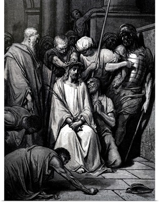 Jesus Christ Being Mocked As The Crown Of Thorns Is Placed Upon His Head, Dated 19th C.
