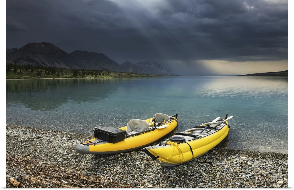 Kayaks On Twin Lake Beach, Lake Clark National Park & Preserve, Alaska