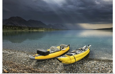 Kayaks On Twin Lake Beach, Lake Clark National Park & Preserve, Alaska