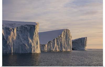 Late Afternoon Sunlight On Icebergs In Disko Bay