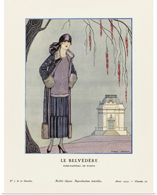 Le Belvedere, The Belvedere, Art-Deco Fashion Illustration By Artist George Barbier