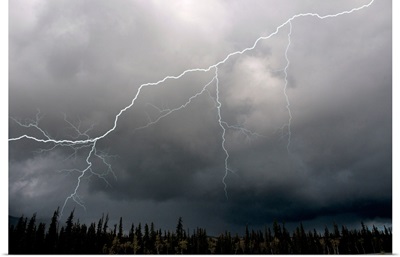Lightning strike and storm over the Alcan Highway, Yukon Territory, Canada, Summer
