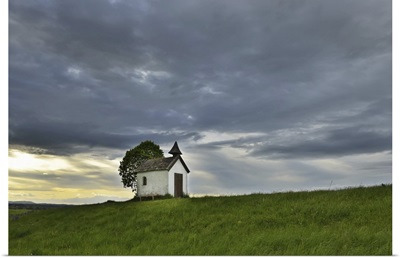 Little Chapel In Spring, Aidlinger Hohe, Upper Bavaria, Bavaria, Germany
