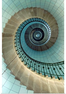 Looking Up The Spiral Staircase Of The Lighthouse, Ile Vierge, France