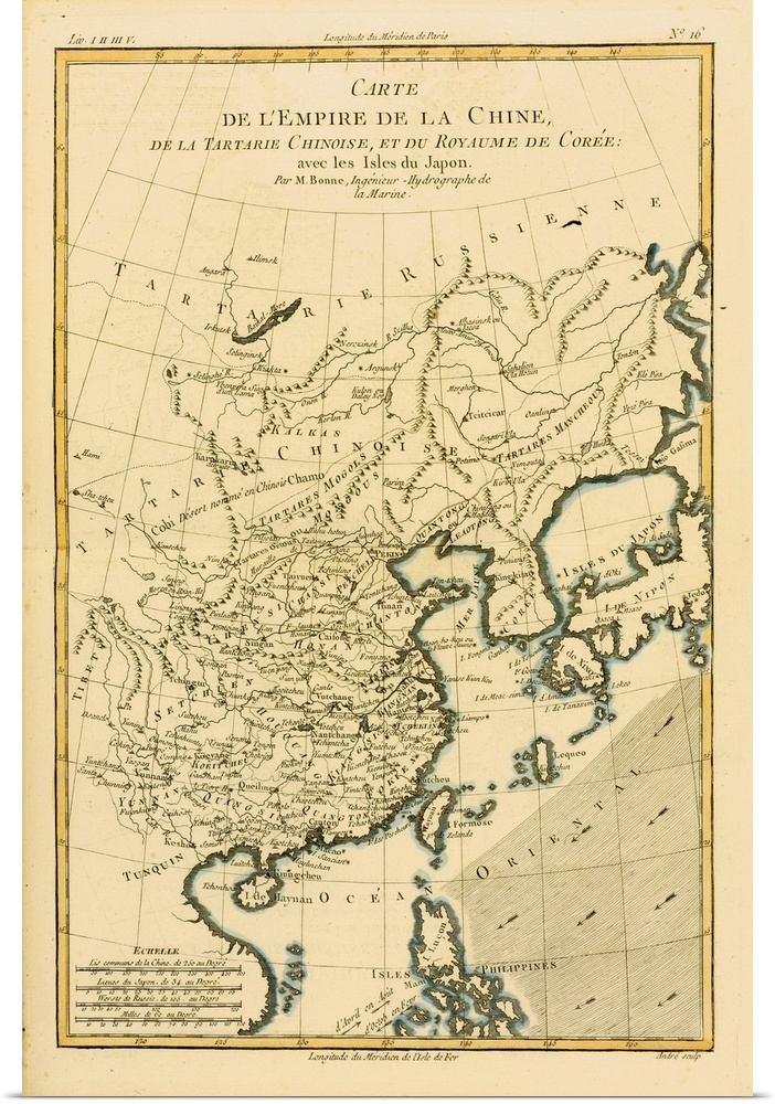 Map Of China And Japan, Circa. 1760. From "Atlas De Toutes Les Parties Connues Du Globe Terrestre,"? By Cartographer Rigob...