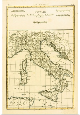 Map Of Italy, Circa 1760