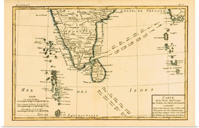 Map Of Southern India, Circa 1760