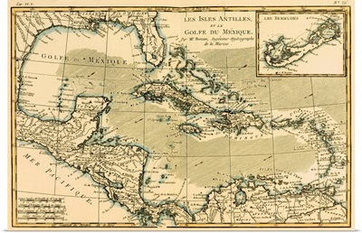 Map Of The West Indies And The Mexican Gulf, Circa 1760
