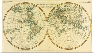 Map Of World, Circa 1760