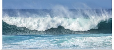 Mist Rising Off Crashing Blue Waves At The Shore, Kihei, Maui, Hawaii