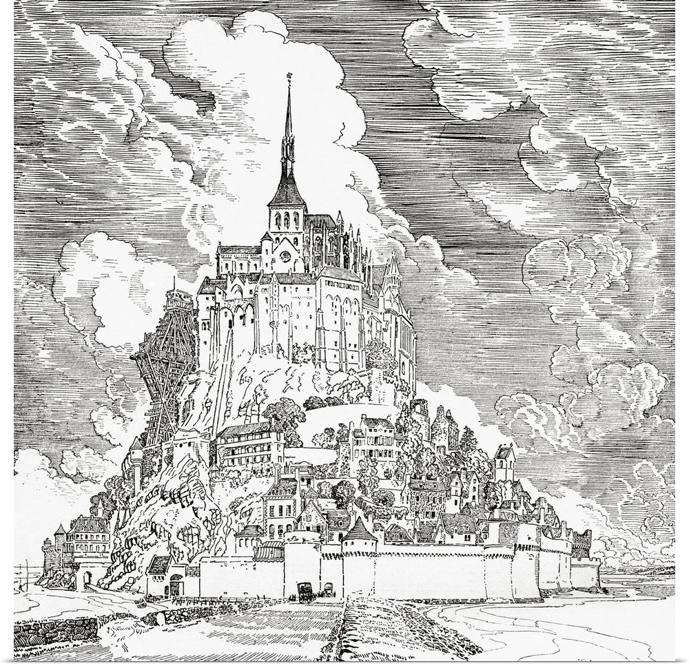 Mont Saint Michel, Normandy, France, Seen From The Causeway Across The Sands. From The Century Illustrated Monthly Magazin...