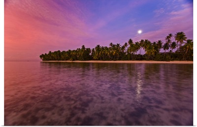 Moonrise Over Pigeon Point Heritage Park On The Island Of Tobago