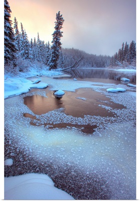 Morley River In Winter Near Teslin, Yukon, Canada