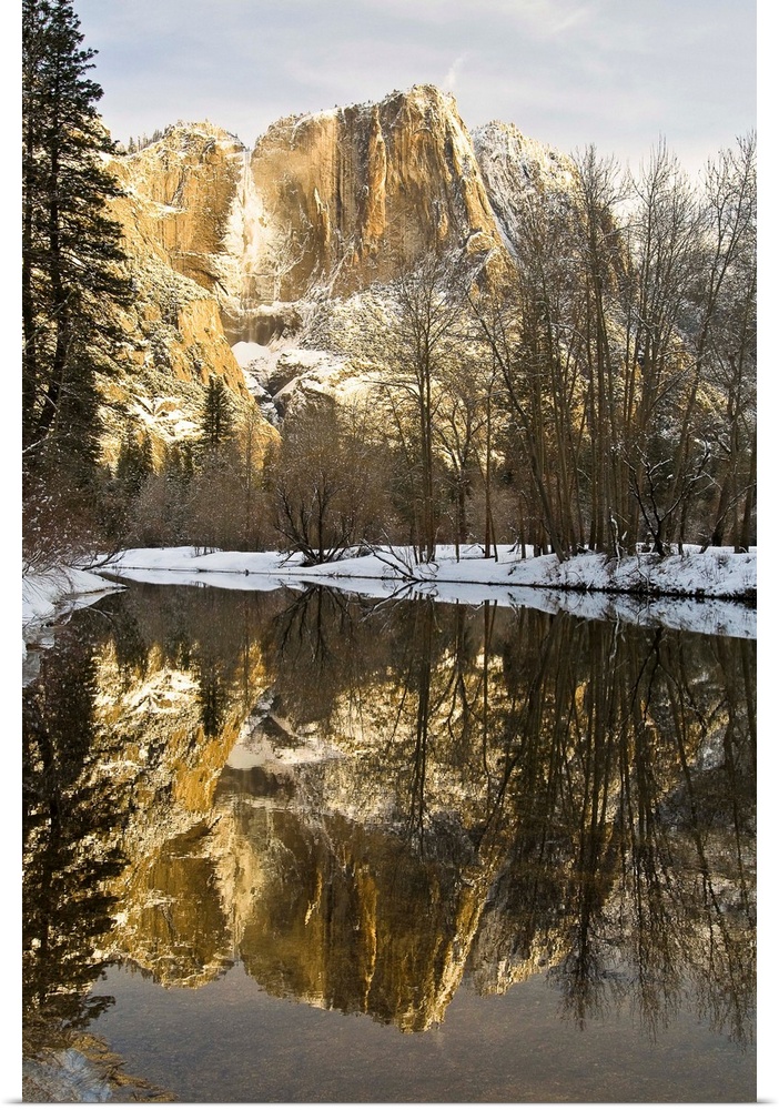 Mountains Reflecting In Merced River In Winter, Yosemite National Park, California